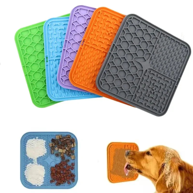 Pet Lick Silicone Mat Pet Slow Food Plate Dog Bathing Distraction Silicone Dog Sucker Food Training Dog Feeder Supplies for Dogs