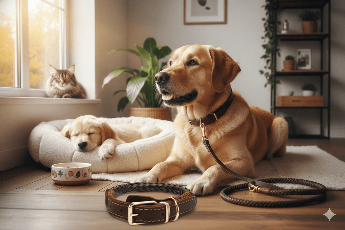 Laisse en cuir pour chien Premium - Résistante et élégante pour chiens moyens et grands - La classe des quatre pattes |