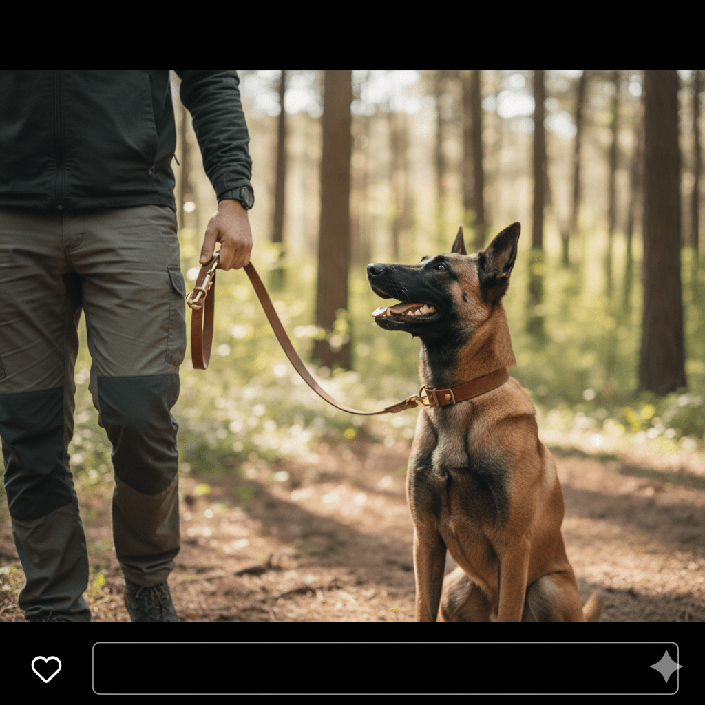 🐾 Laisse en cuir pour grand chien – Ultra résistante &amp; élégante - Brun / A La classe des quatre pattes |