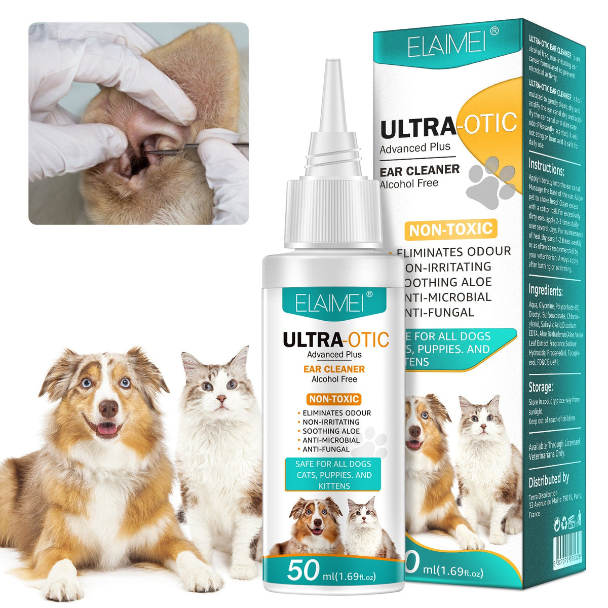 Nettoyant Auriculaire Expert "Ultra - Otic" – Hygiène & Soin Complet (Chiens et Chats) - Flacon 50ml La classe des quatre pattes |