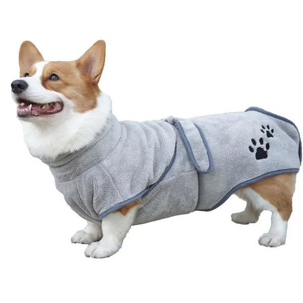 Peignoir de Séchage "Grand Confort" – Ultra - Absorbant & Douillet - gris La classe des quatre pattes | Peignoir pour animaux