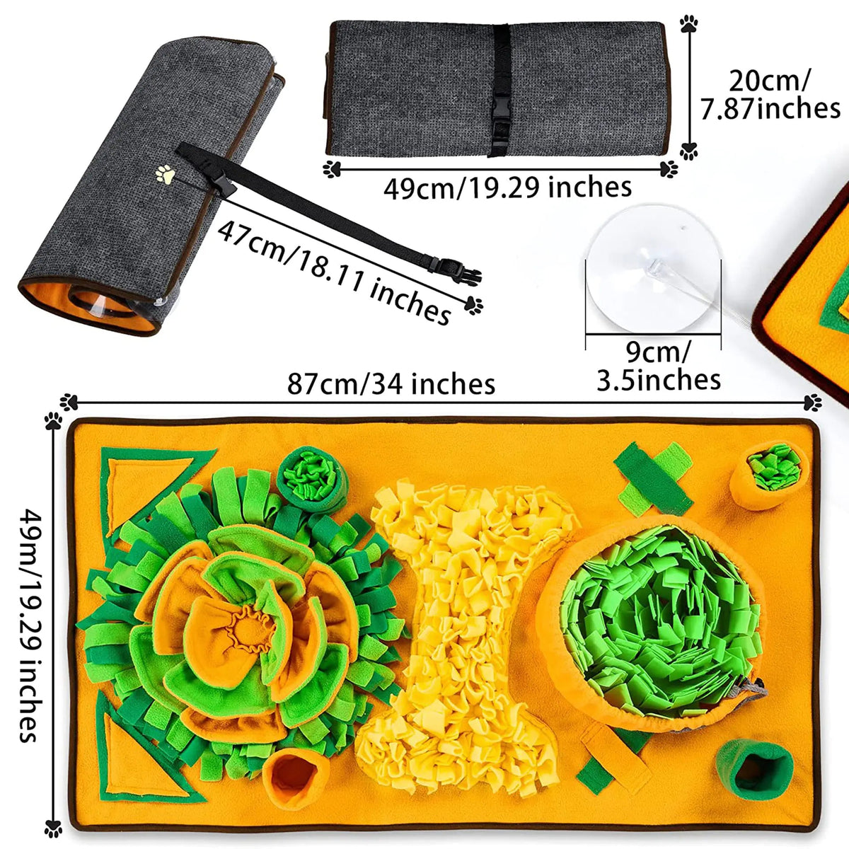 Tapis de Fouille Maxi - Stimulation XL - Vert / 60*80 La classe des quatre pattes | Jouet d'occupation et d'éveil